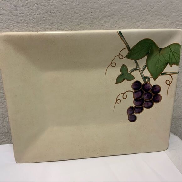 Mikasa Stoneware CHABLIS CW409 Grapes Vines Rectangular Serving Platter - Picture 2 of 7